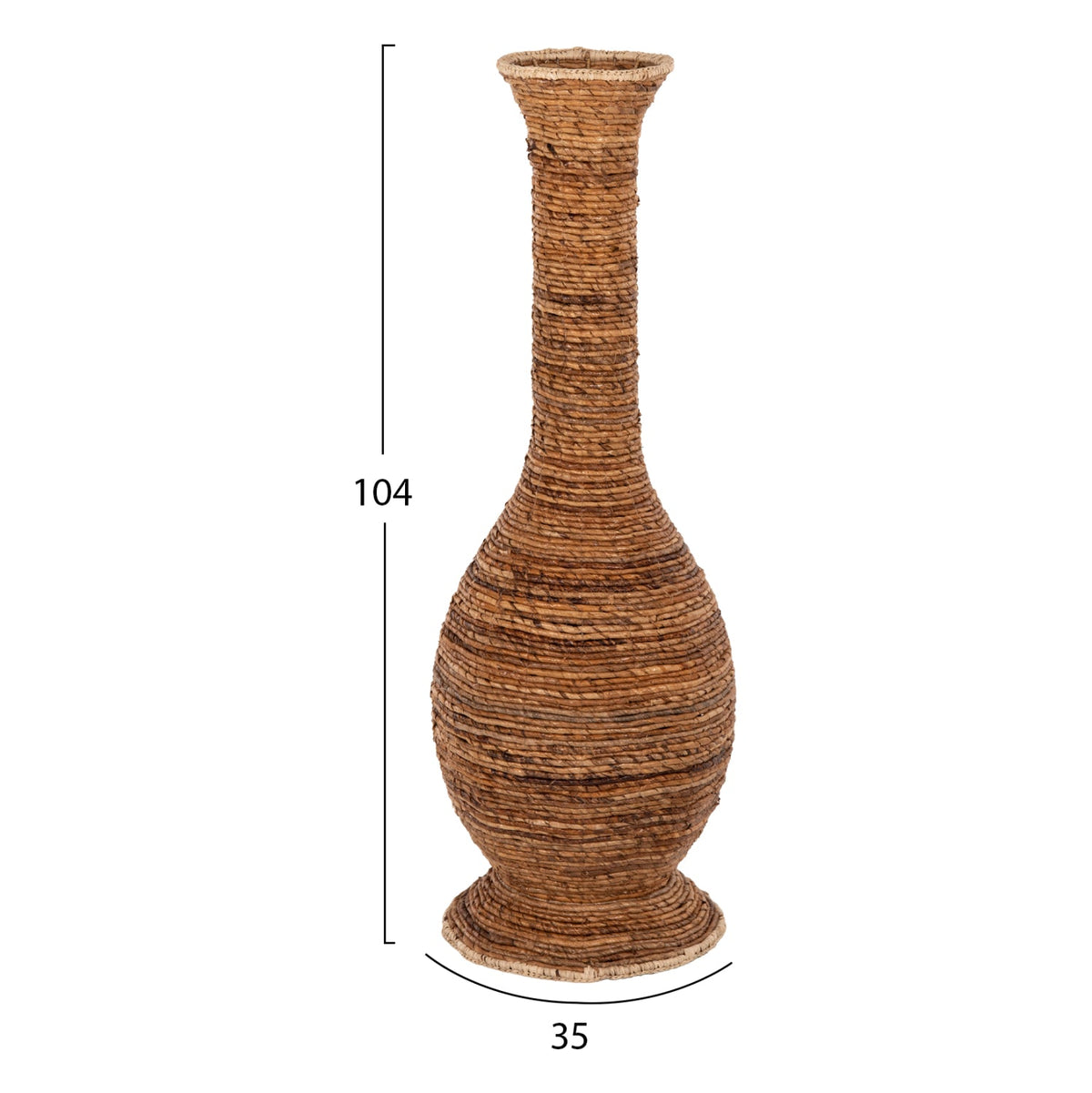 Vază decorativă MAINE FIBER H104 maro, din fibre de bananier, 35 x 35 x 104 cm