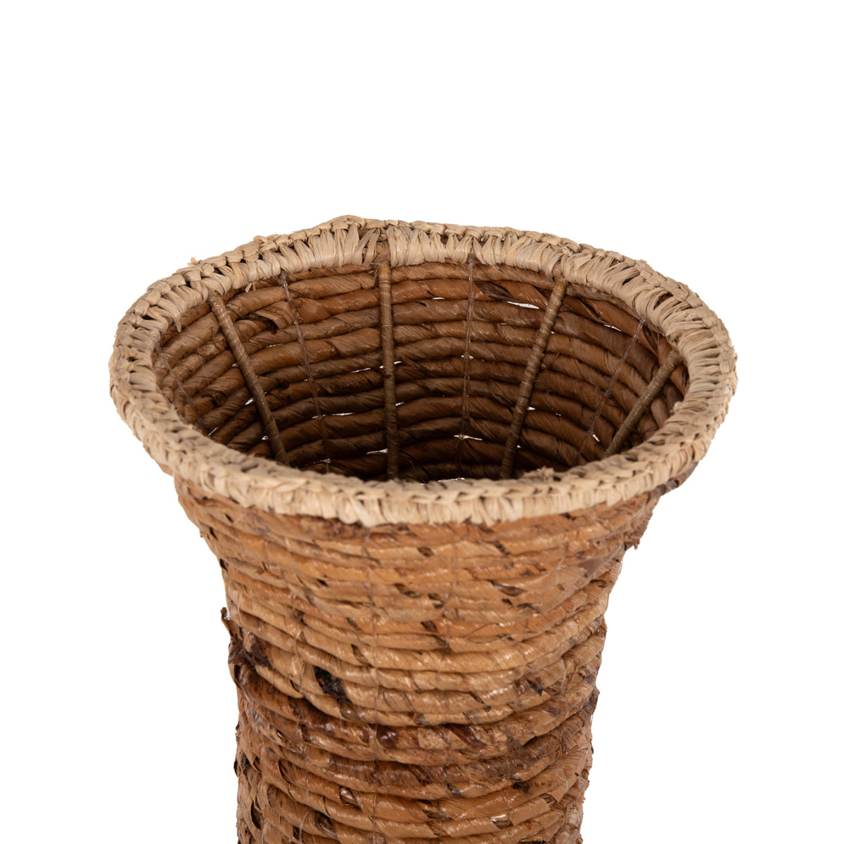 Vază decorativă MAINE FIBER H104 maro, din fibre de bananier, 35 x 35 x 104 cm
