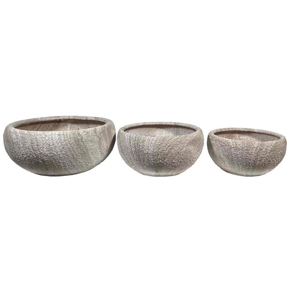 Set 3 ghivece ceramice PARIMS, bej-alb, de 43, 33 și 27 cm