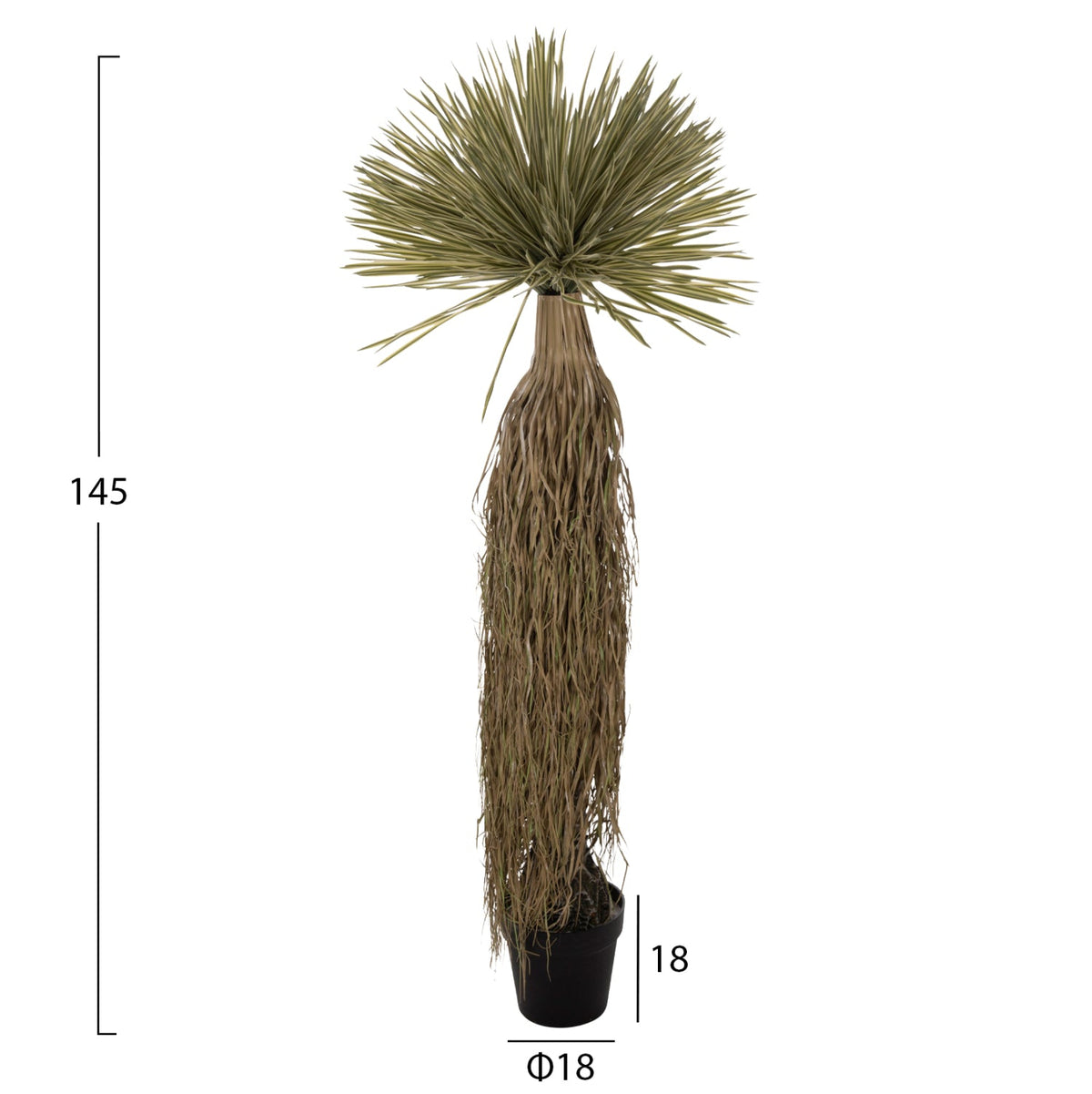 Plantă artificială TERA verde cu trunchi natural și frunze PVC, 145 cm