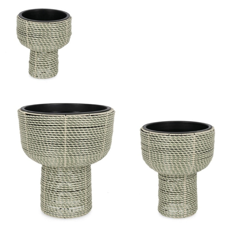 Set 3 suporturi ghivece THANH din poliratan, vază din plastic, 26-45 cm