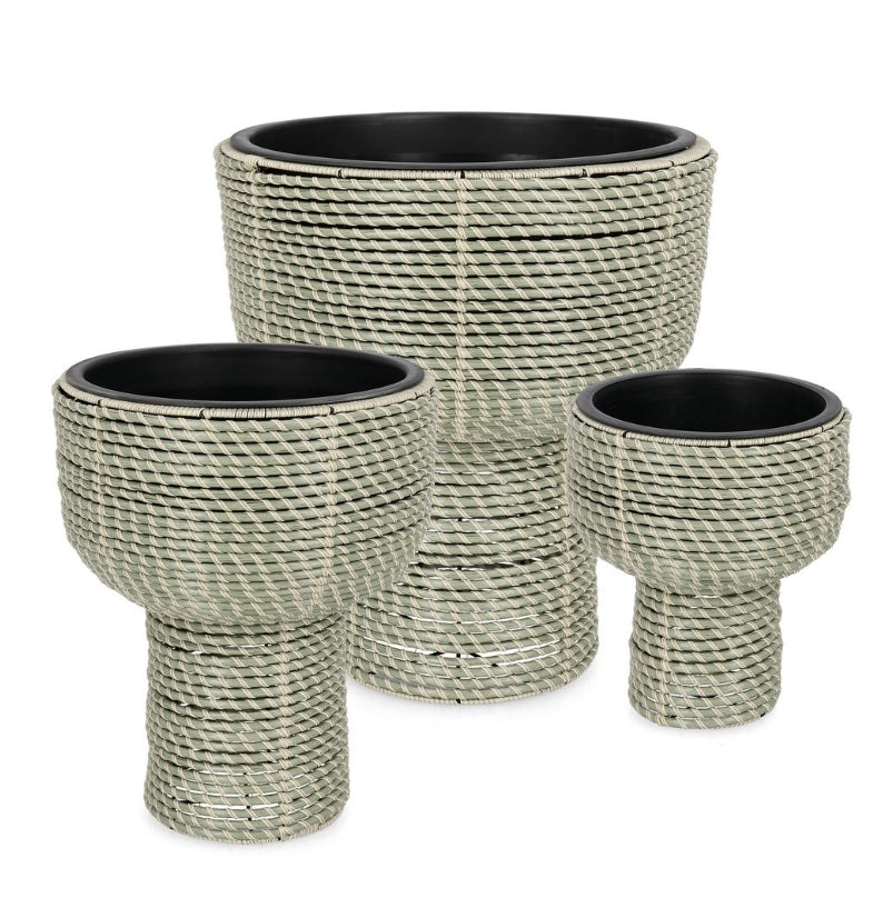 Set 3 suporturi ghivece THANH din poliratan, vază din plastic, 26-45 cm
