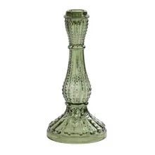 Suport lumânare AGUALE din sticlă verde măsliniu, diametru 10 cm, înălțime aproximativ 21 cm