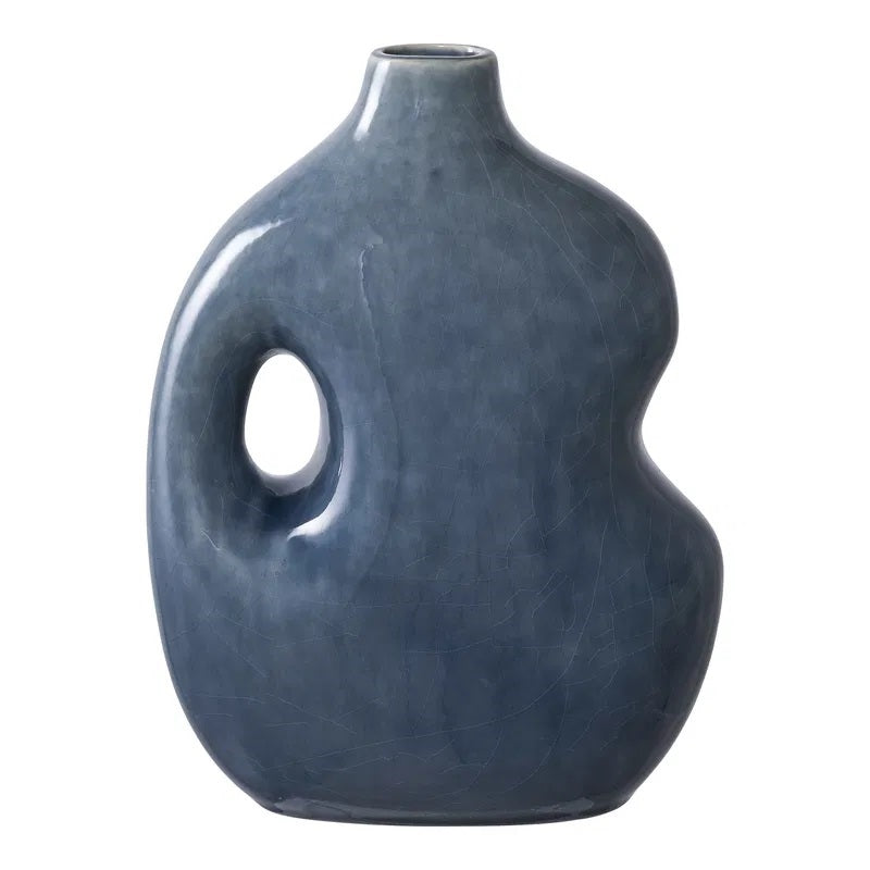 Vază ceramică HOUSE NORDIC BLUE, 18x9x24 cm