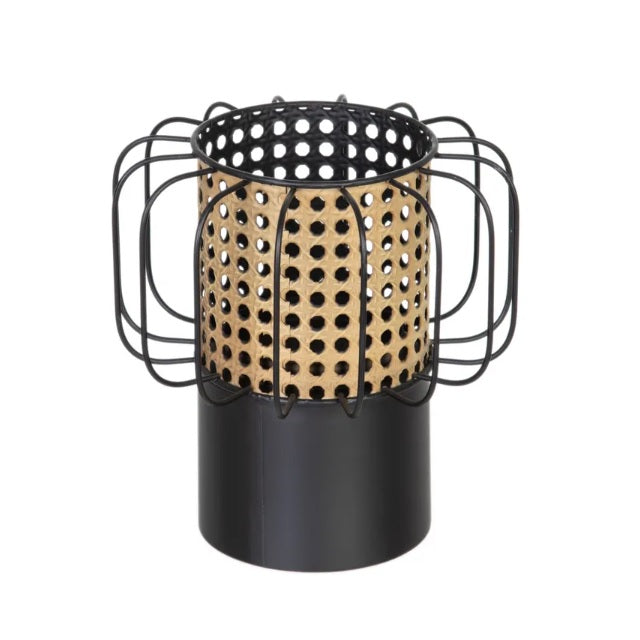 Felinar JOLE din metal cu finisaj negru-bej, 20 cm