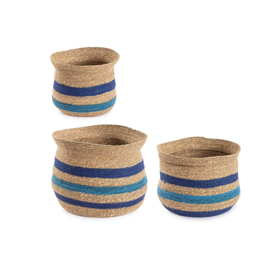 Set 3 coșuri decorative YLENIA AMPHORA din posidonia oceanica, Ø20, Ø25 și Ø30 cm