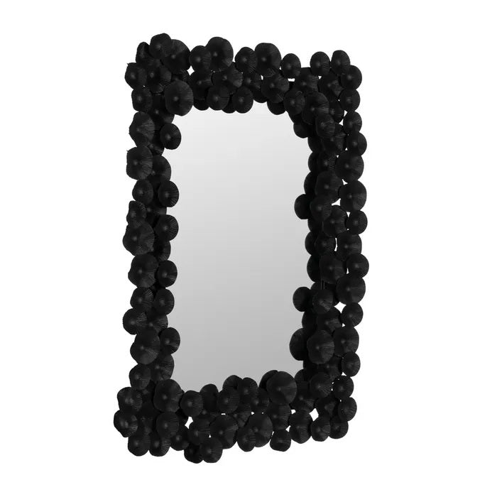 Oglindă de perete AINA DECO din fier, sticlă și DM, negru, 82 x 113 cm
