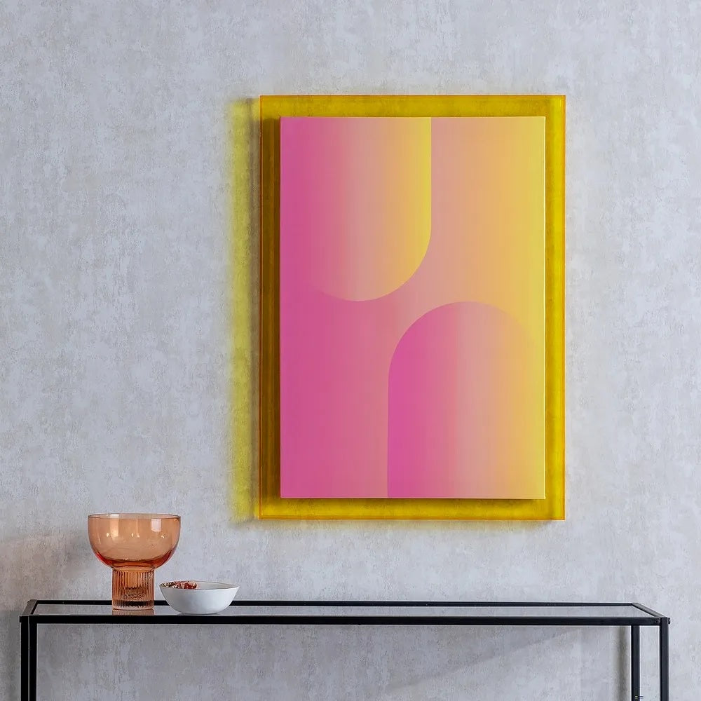 Tablou printat ANJA ABSTRACT cu cadru acrilic galben, 50 x 70 cm