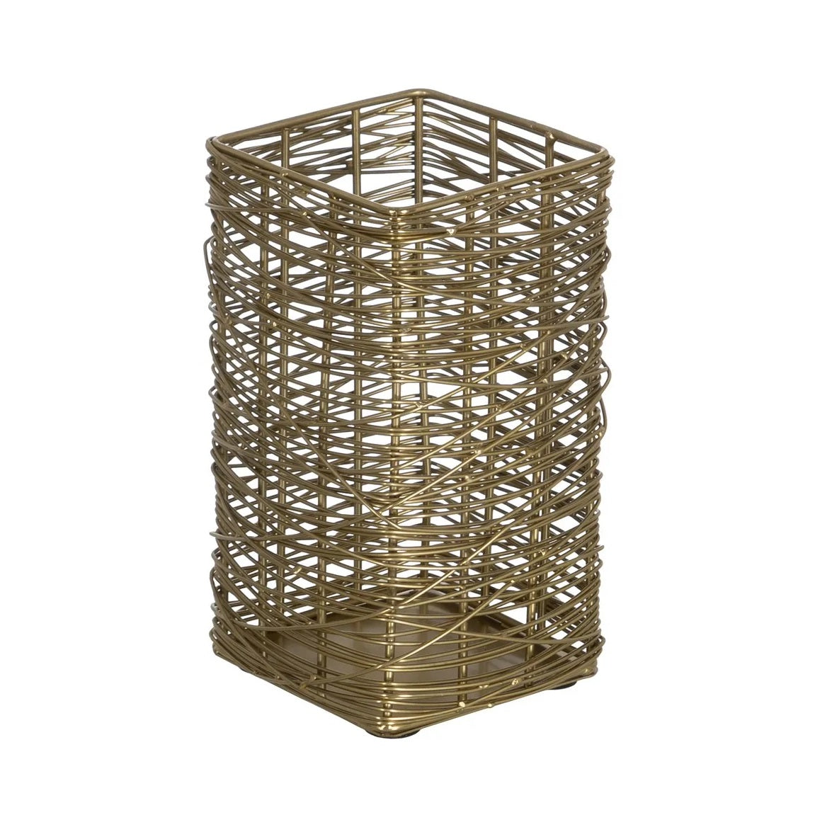 Vază decorativă ARJAV SQUARE din oțel inoxidabil auriu, 12,5 x 12,5 x 20 cm