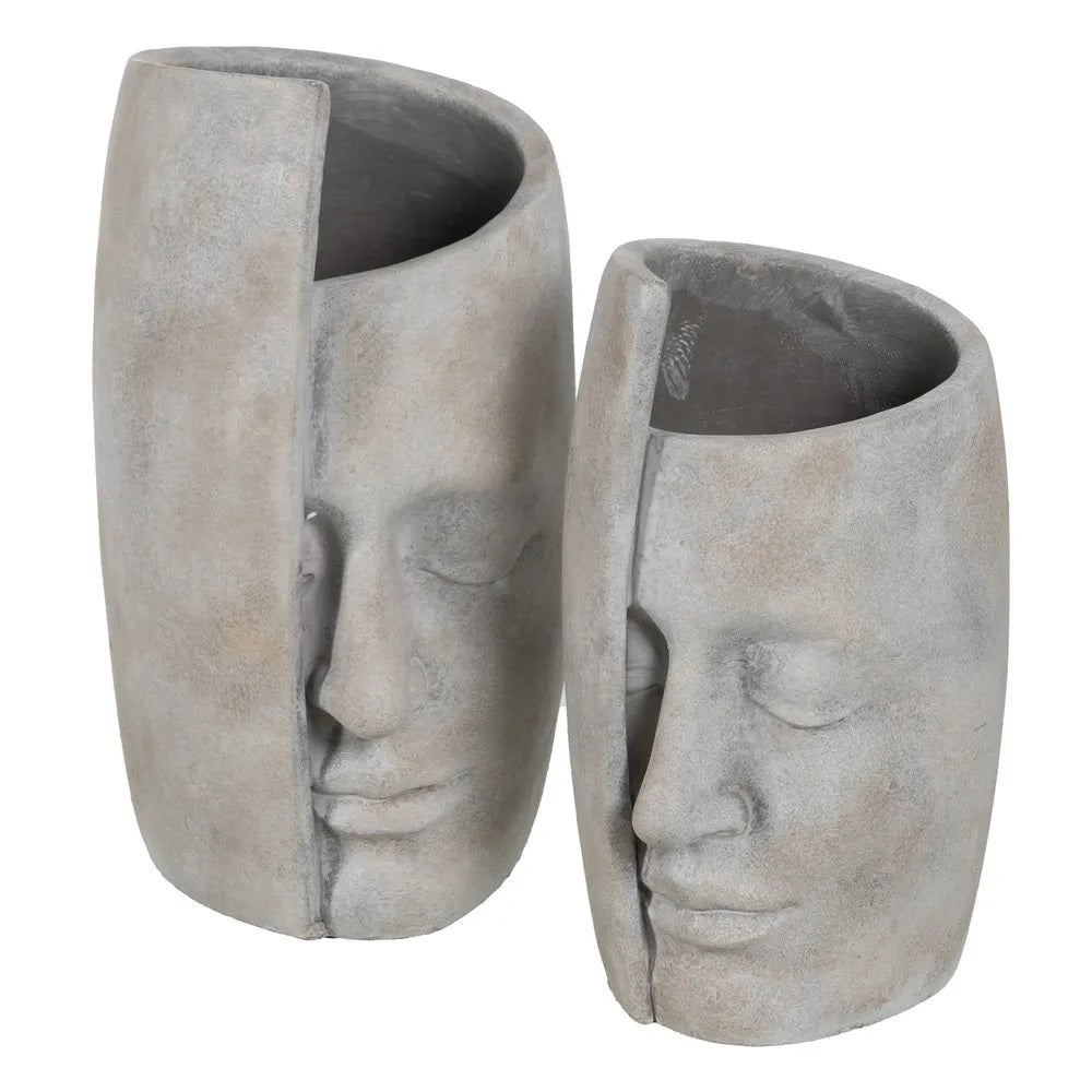 Vază ASLI FACE din ciment, gri, 21 x 18 x 32,5 cm