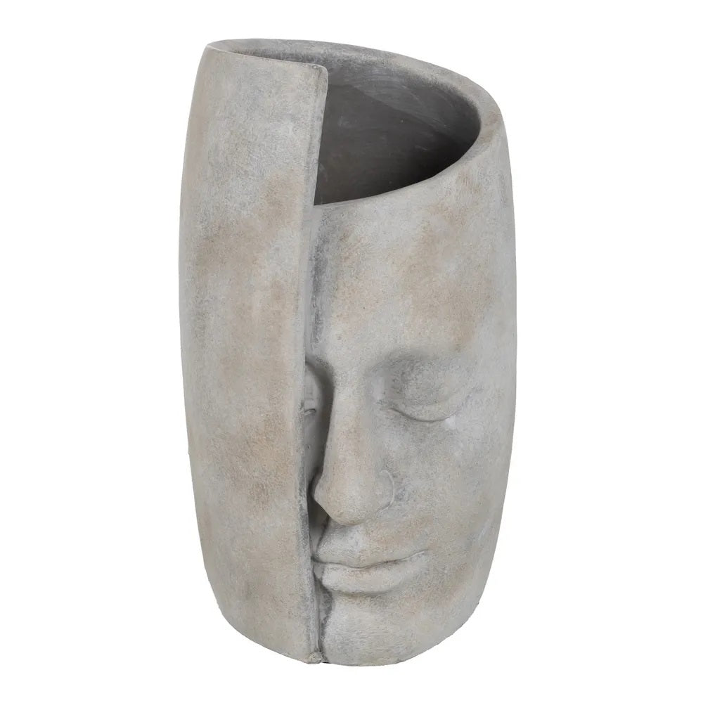 Vază ASLI FACE din ciment, gri, 21 x 18 x 32,5 cm