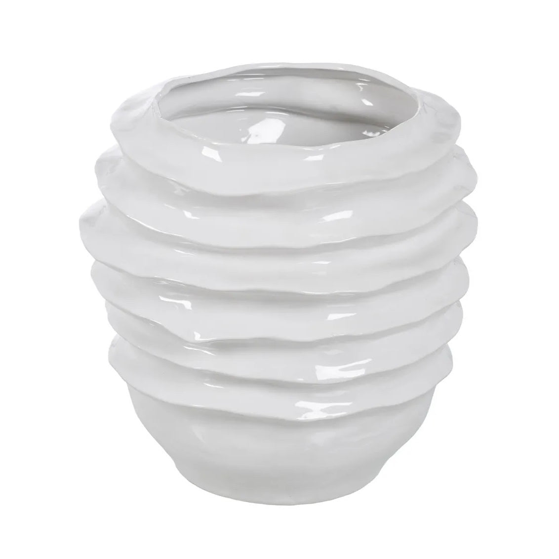 Vază ceramică AUGUSTUS WHITE, 44,5 x 44 x 46,5 cm, gură de 29 cm