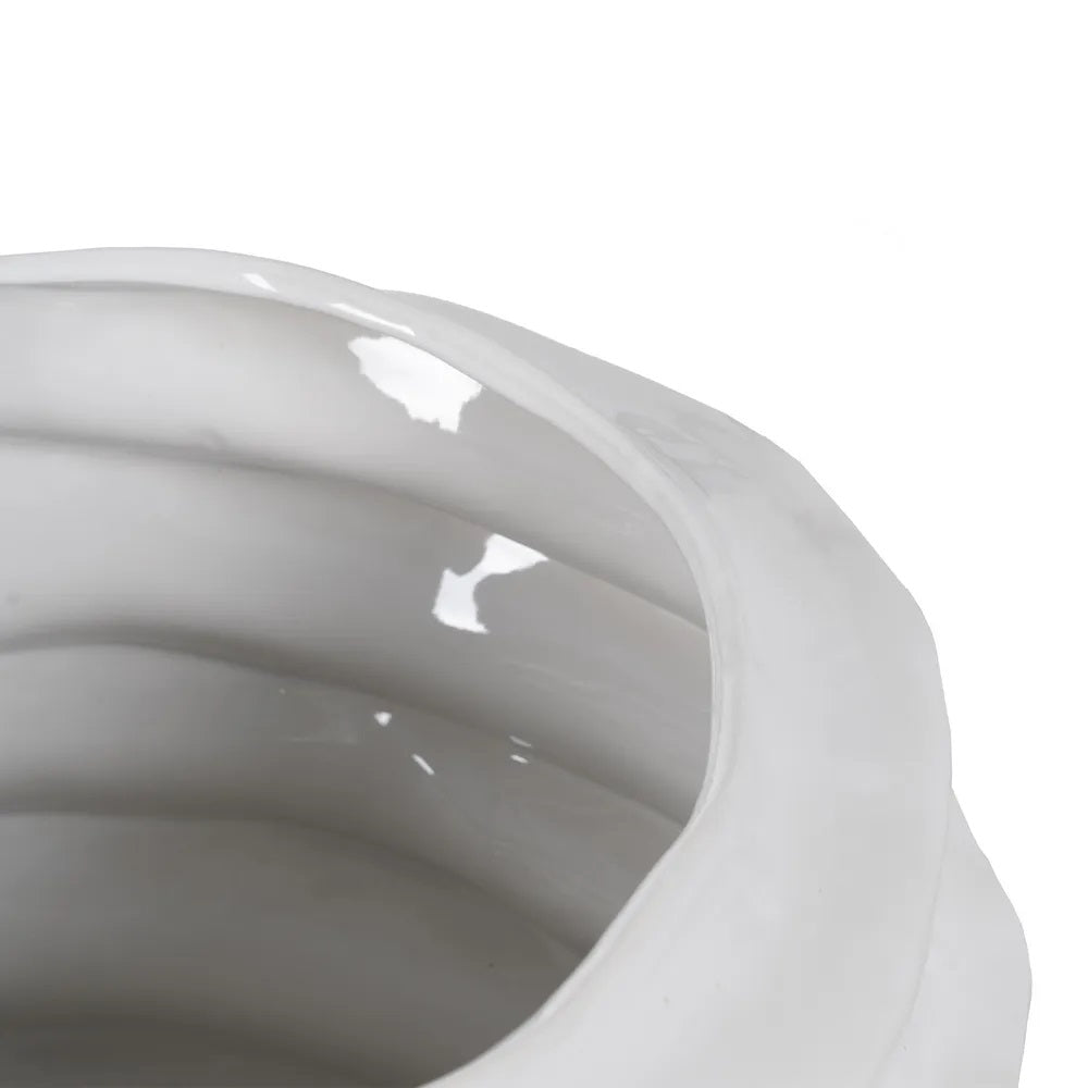 Vază ceramică AUGUSTUS WHITE, 44,5 x 44 x 46,5 cm, gură de 29 cm