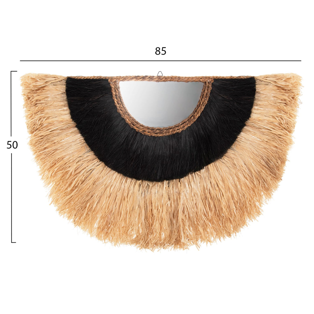 Oglindă de perete AVANSO cu cadru din sisal și cânepă de Manila, 85 x 50 cm