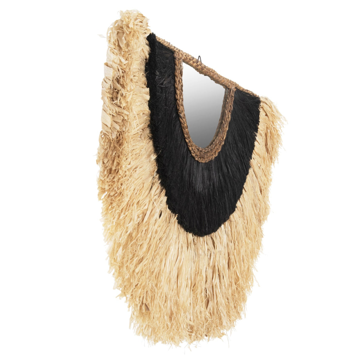 Oglindă de perete AVANSO cu cadru din sisal și cânepă de Manila, 85 x 50 cm