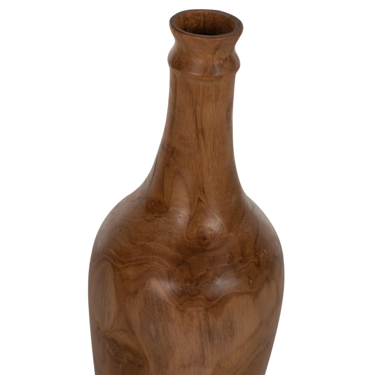 Set 3 sticle decorative BARTLEY BOTTLES din lemn masiv de tec, înălțimi 34, 27 și 20 cm
