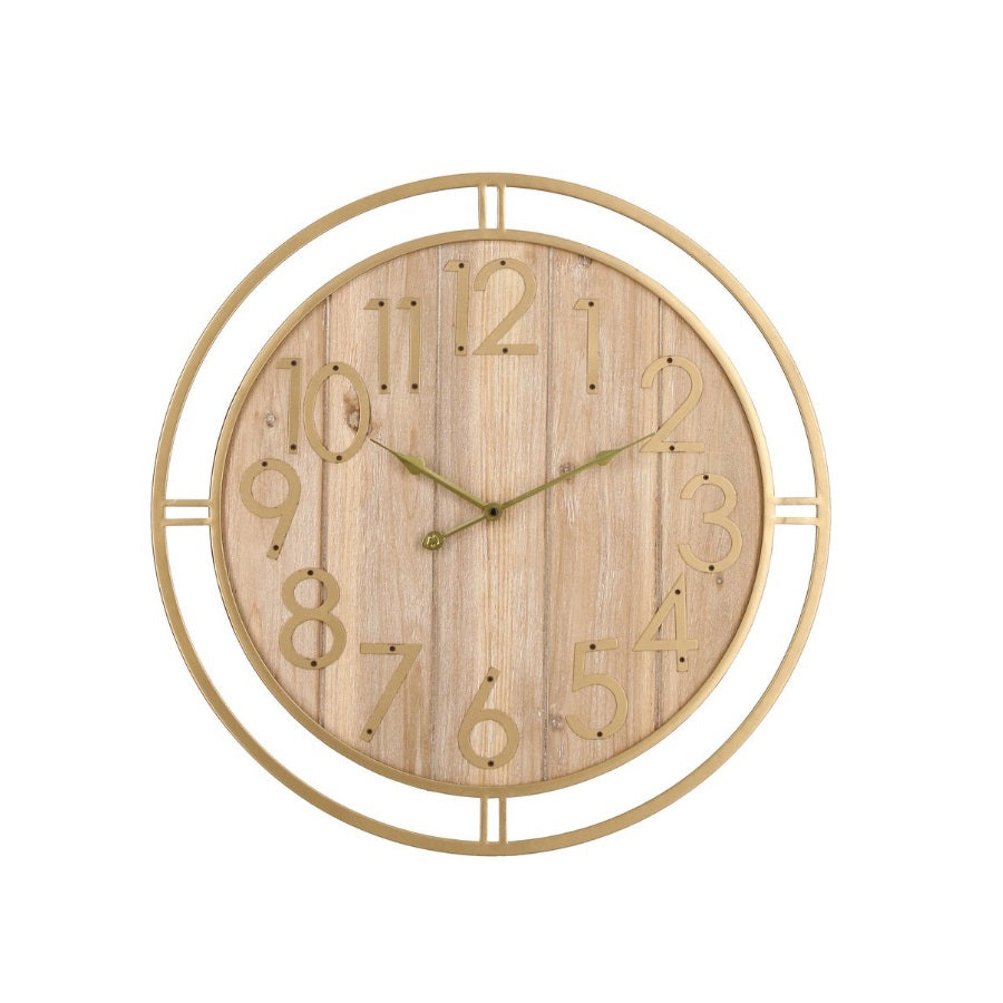 Ceas de perete TICKING D60 din metal și lemn, 60 x 60 cm, adâncime 6 cm