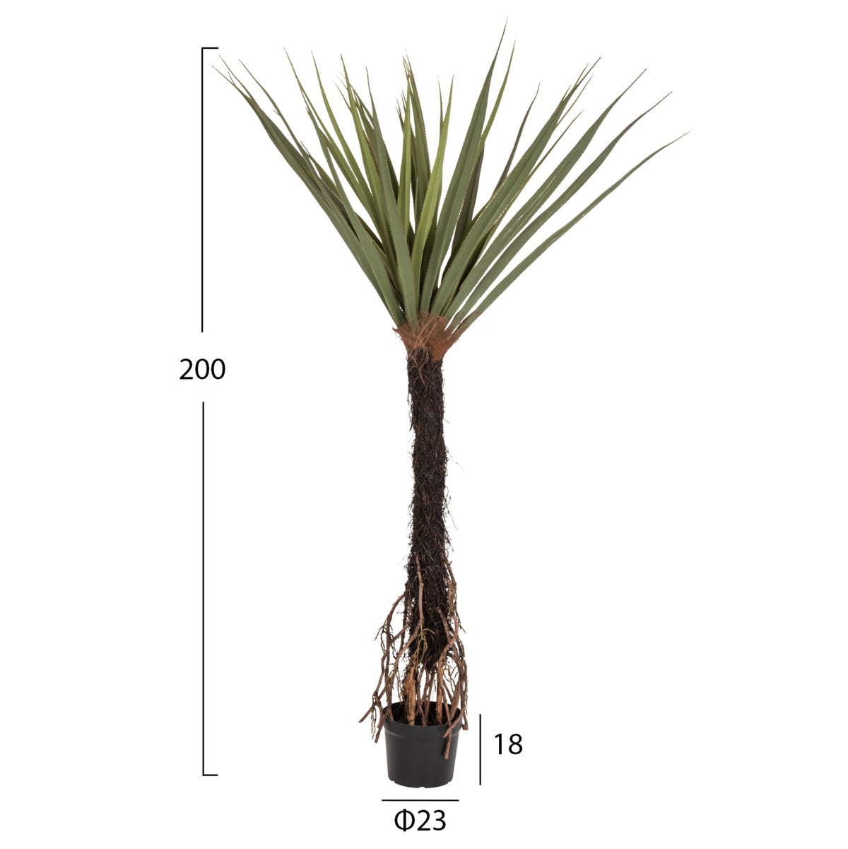 Plantă artificială COLSA Sisal verde, 200 cm, ghiveci din polipropilenă, frunze din polietilenă