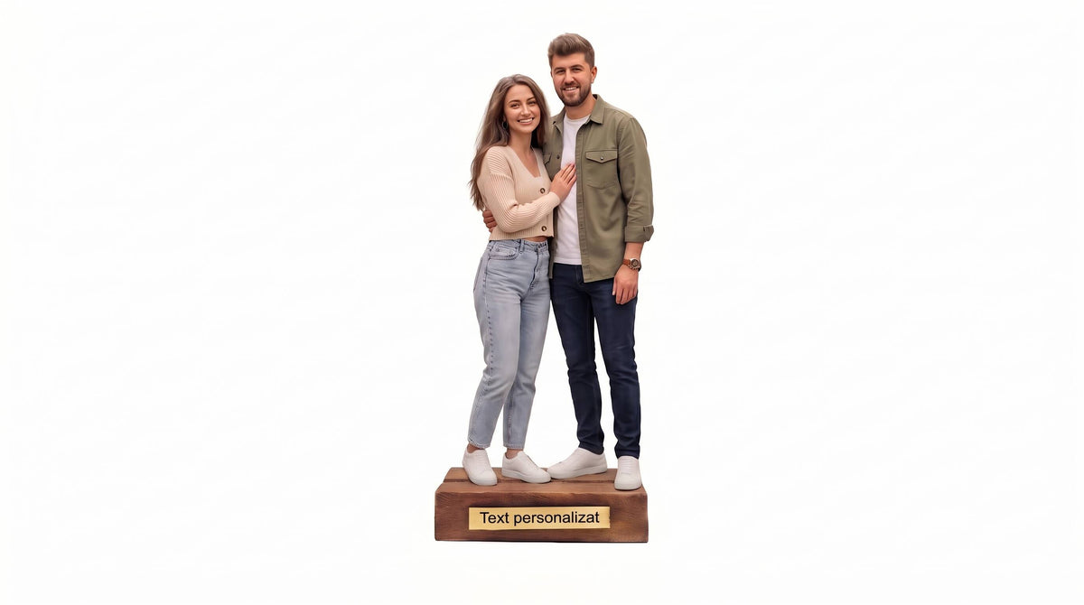Cadou personalizat pentru cuplu, ideal de Valentine's Day sau aniversare – figurină Mini-Tu din fotografie