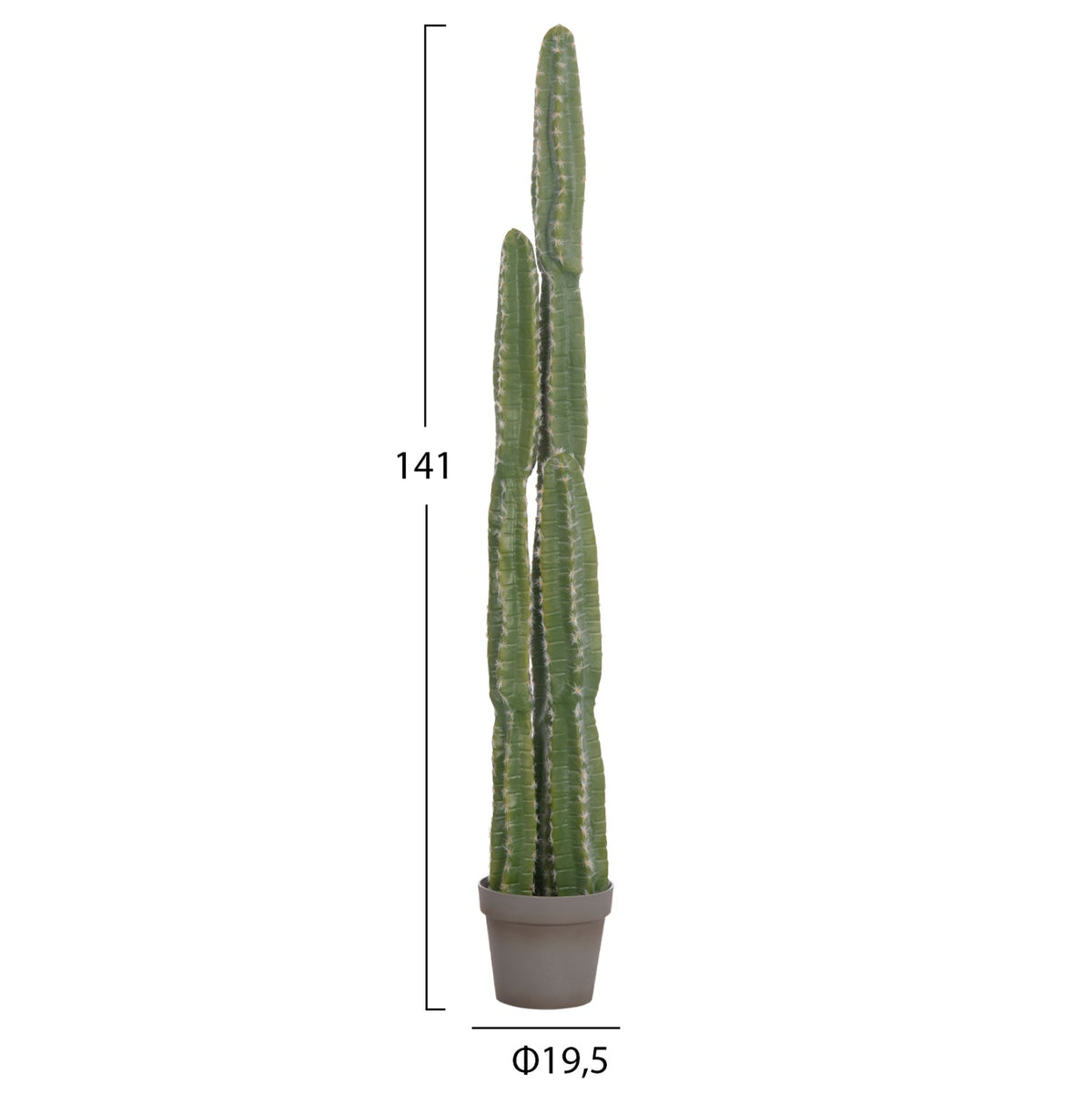 Cactus artificial VEBER din polietilenă, 3 trunchiuri, în ghiveci, Φ19,5 x 141 cm