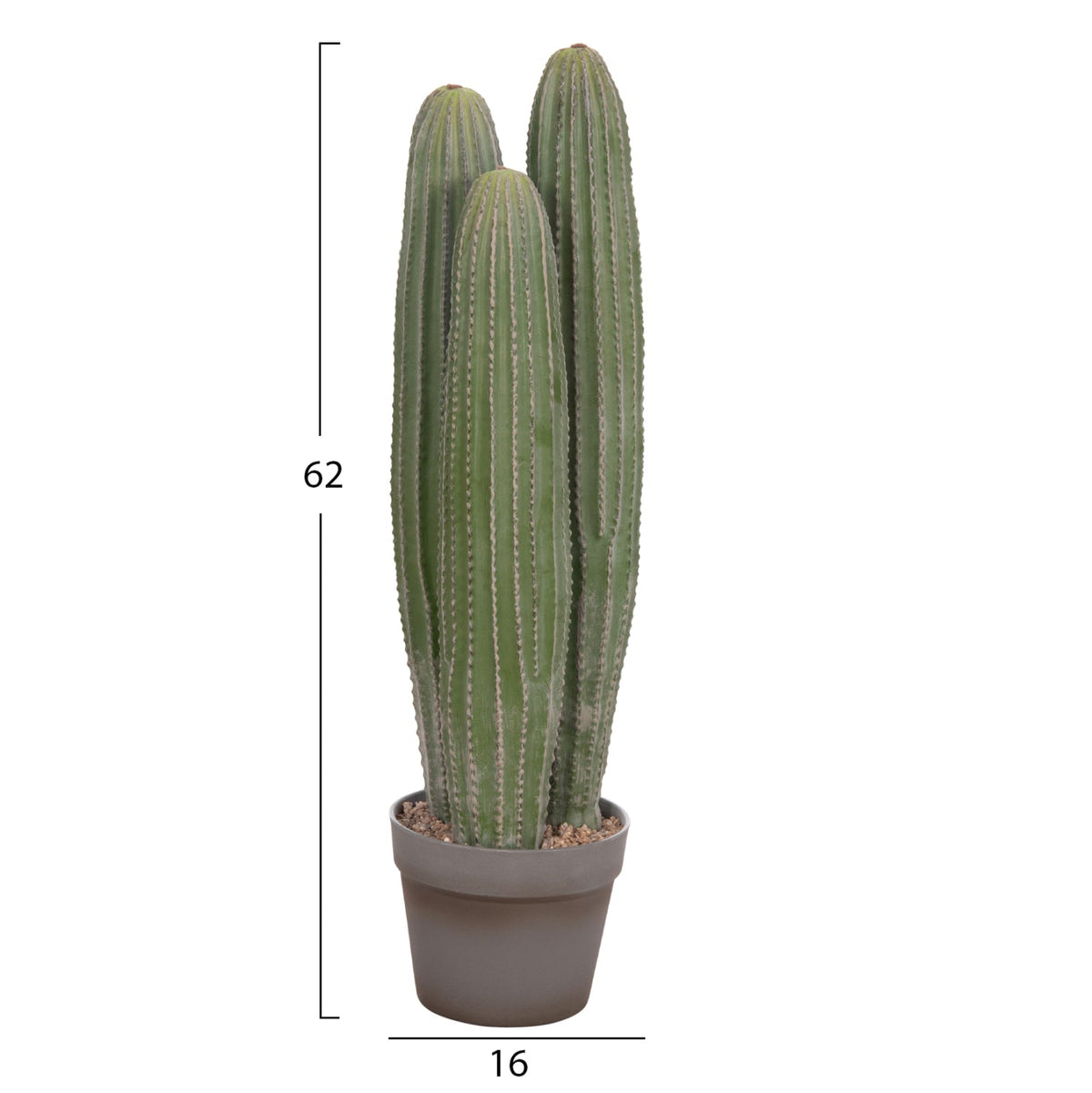 Cactus artificial LELO din polietilenă, 3 trunchiuri, în ghiveci, 62 cm înălțime