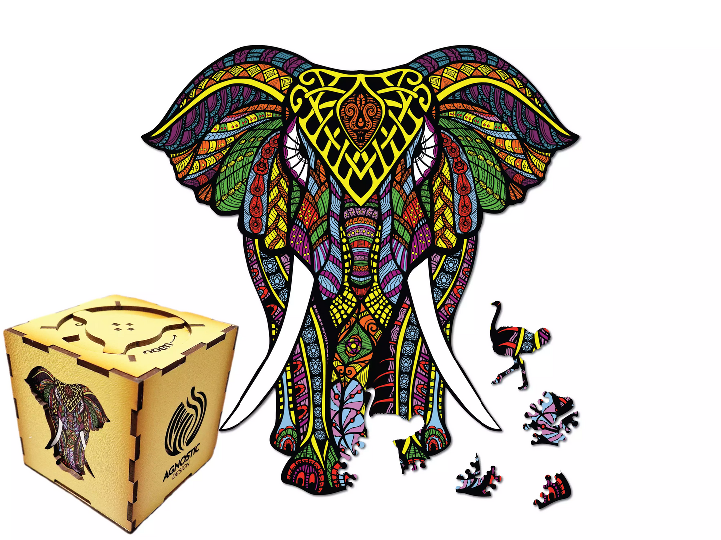 Elefant - Puzzle Jigsaw Fibre Lemn
