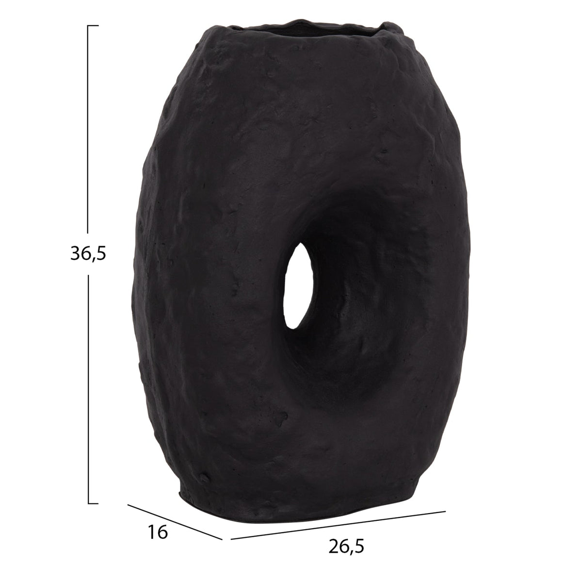 Vază decorativă CARMIO din teracotă neagră, 26,5 x 16 x 36,5 cm