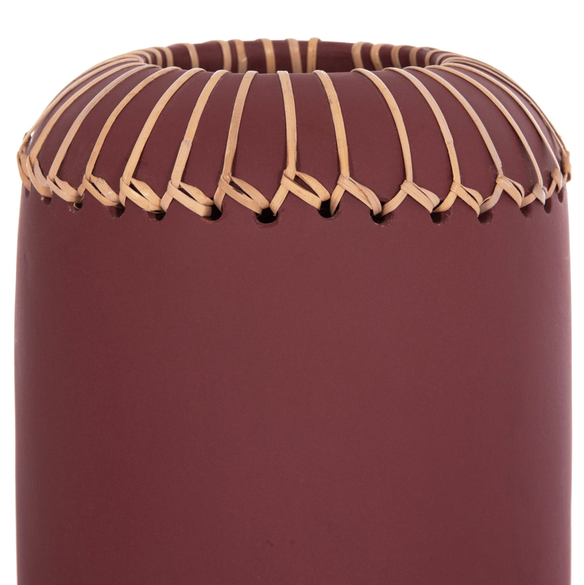 Vază decorativă ELDVAR LONG din teracotă cu ratan natural, 18 x 18 x 33 cm