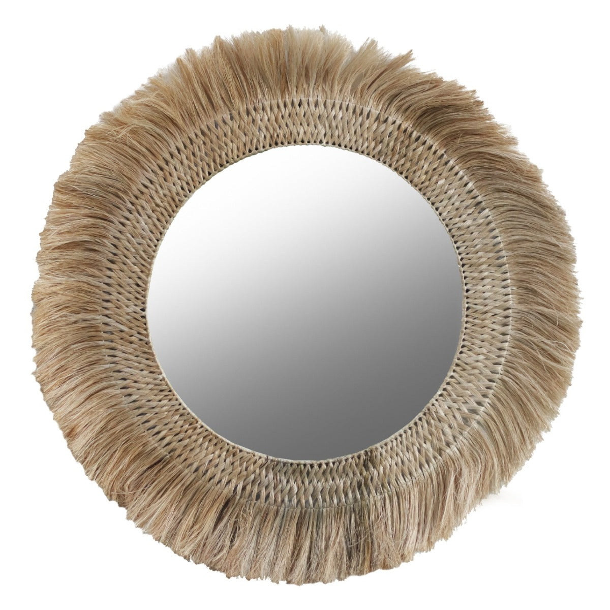 Oglindă FRANKLEY cu ramă din fibre de abaca, diametru 120 cm