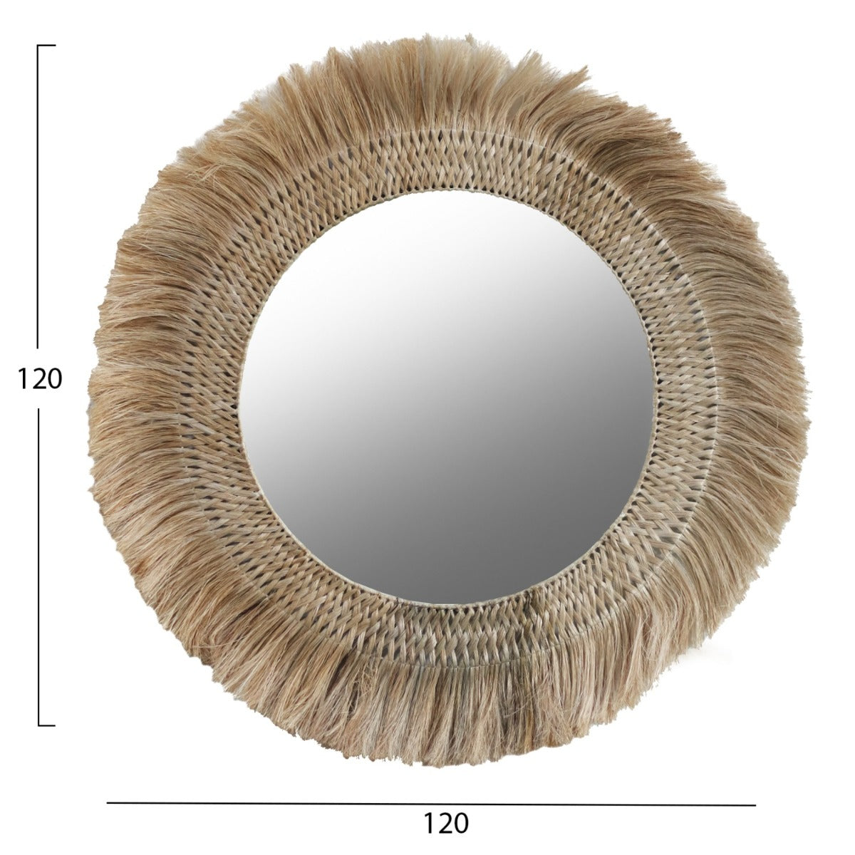Oglindă FRANKLEY cu ramă din fibre de abaca, diametru 120 cm