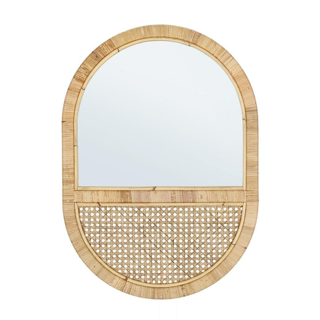 Oglindă de perete HAJAR OVAL din ratan natural, 50 x 70 cm