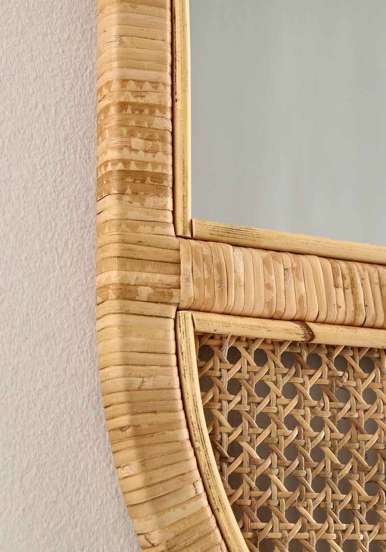 Oglindă de perete HAJAR OVAL din ratan natural, 50 x 70 cm