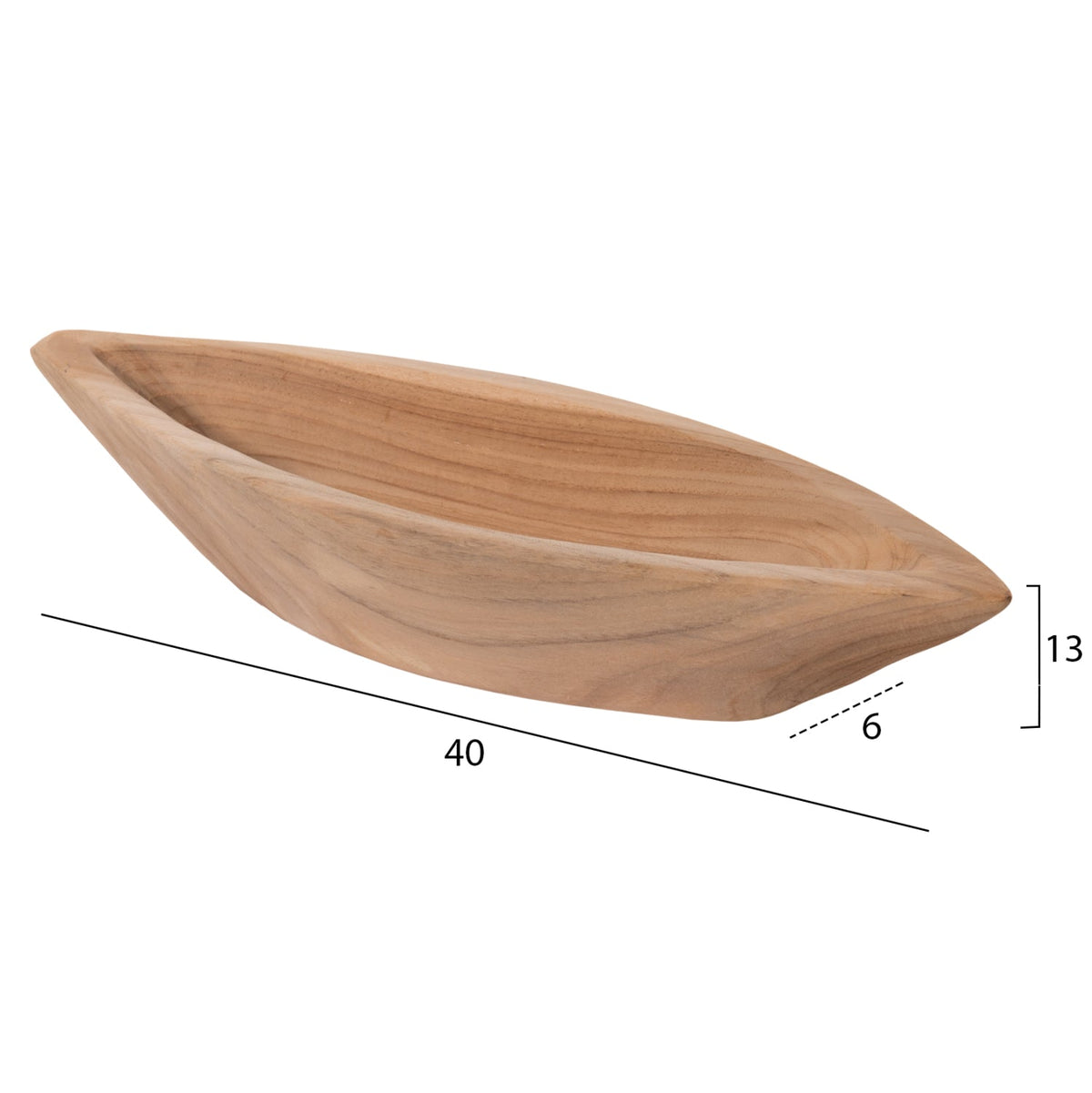 Bol GUEN TEAK din lemn de tec, culoare naturală, 40 x 6 x 13 cm
