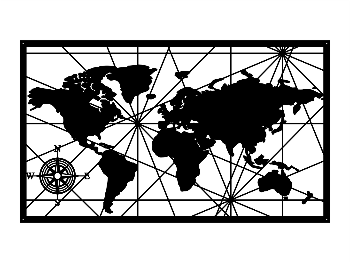 Harta Lumii Geometrică - Decorațiune Perete Fibre Lemn