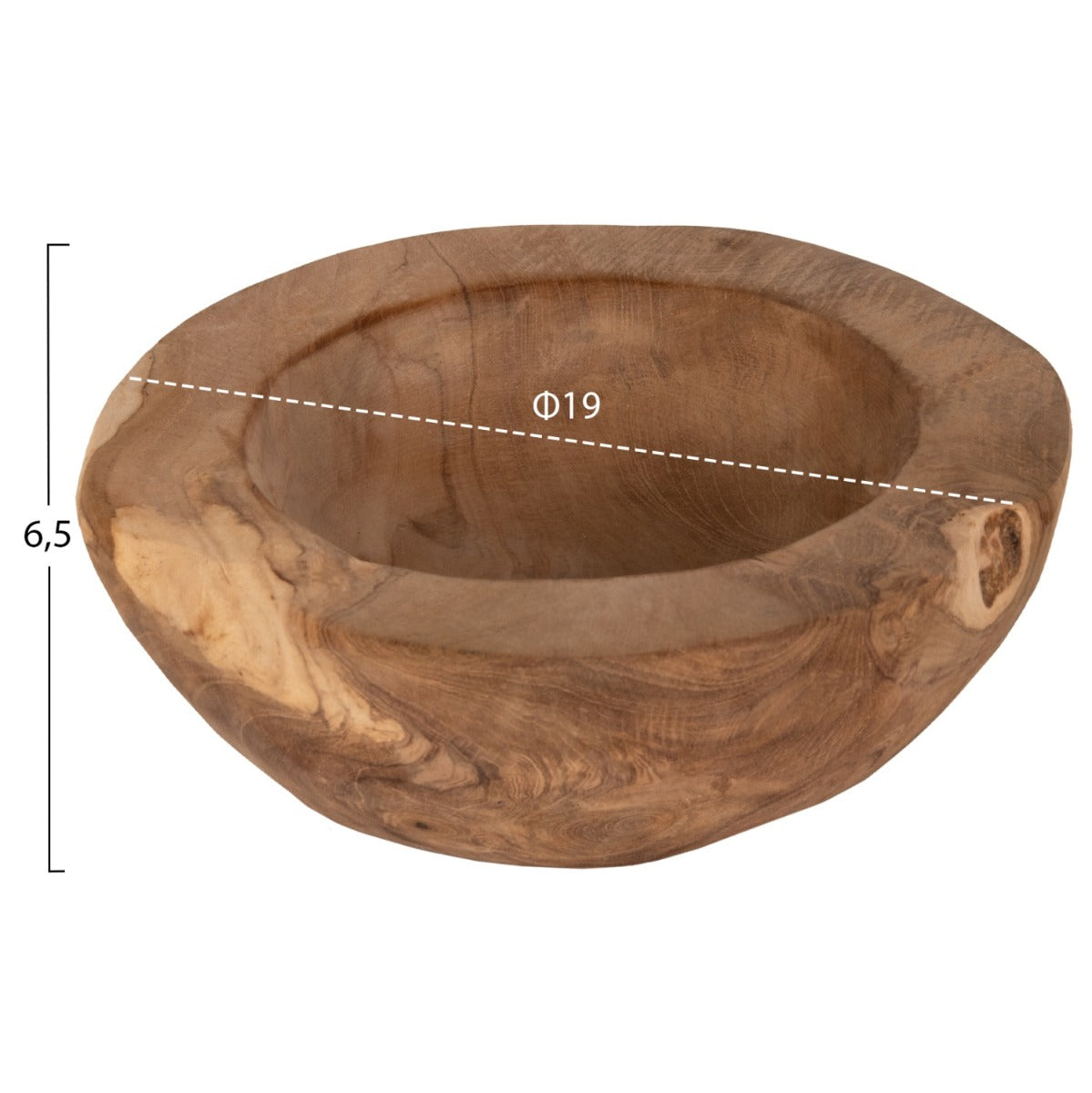 Bol decorativ KLAPO WOOD DECO din lemn masiv de tec, diametru 19 cm