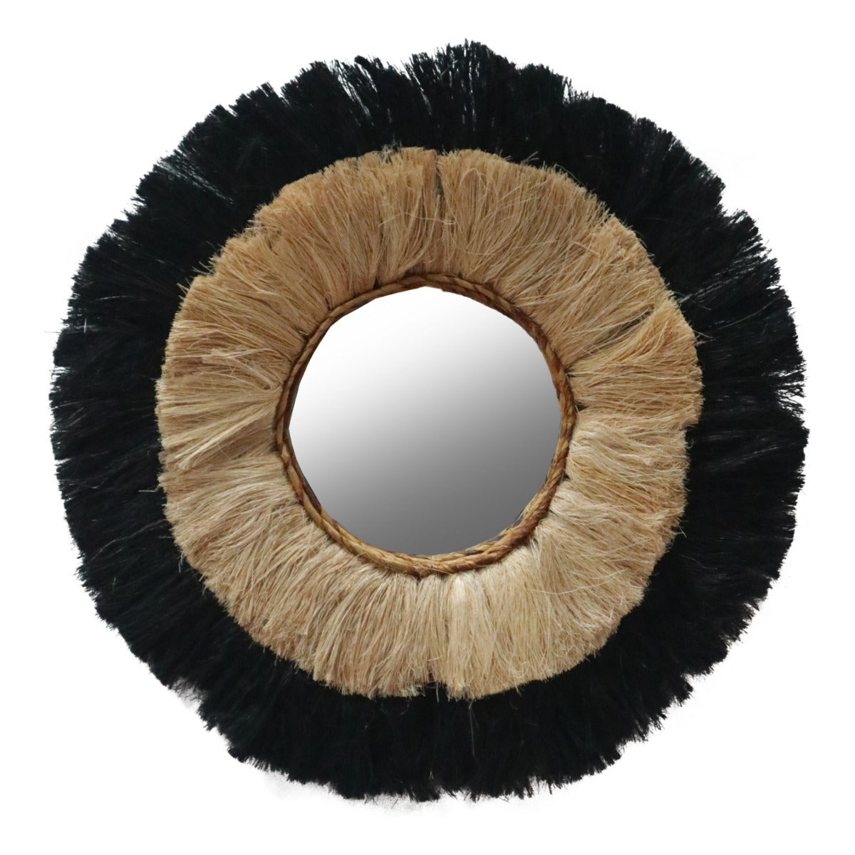 Oglindă KRONAN cu ramă din fibre de abaca, diametru 70 cm