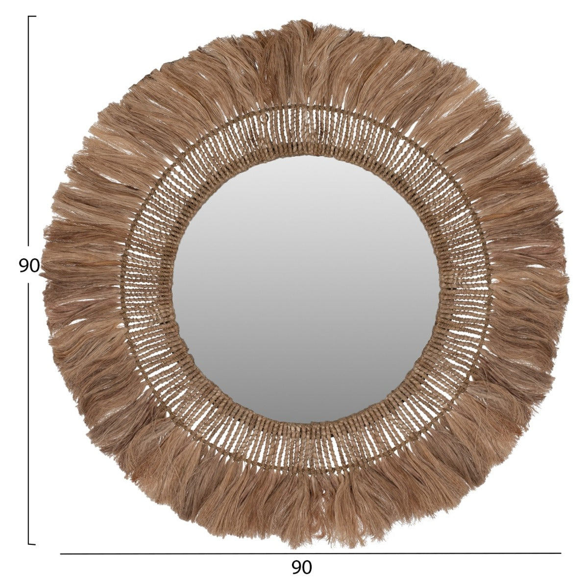 Oglindă LINDIR cu ramă din fibre de abaca, diametru 90 cm
