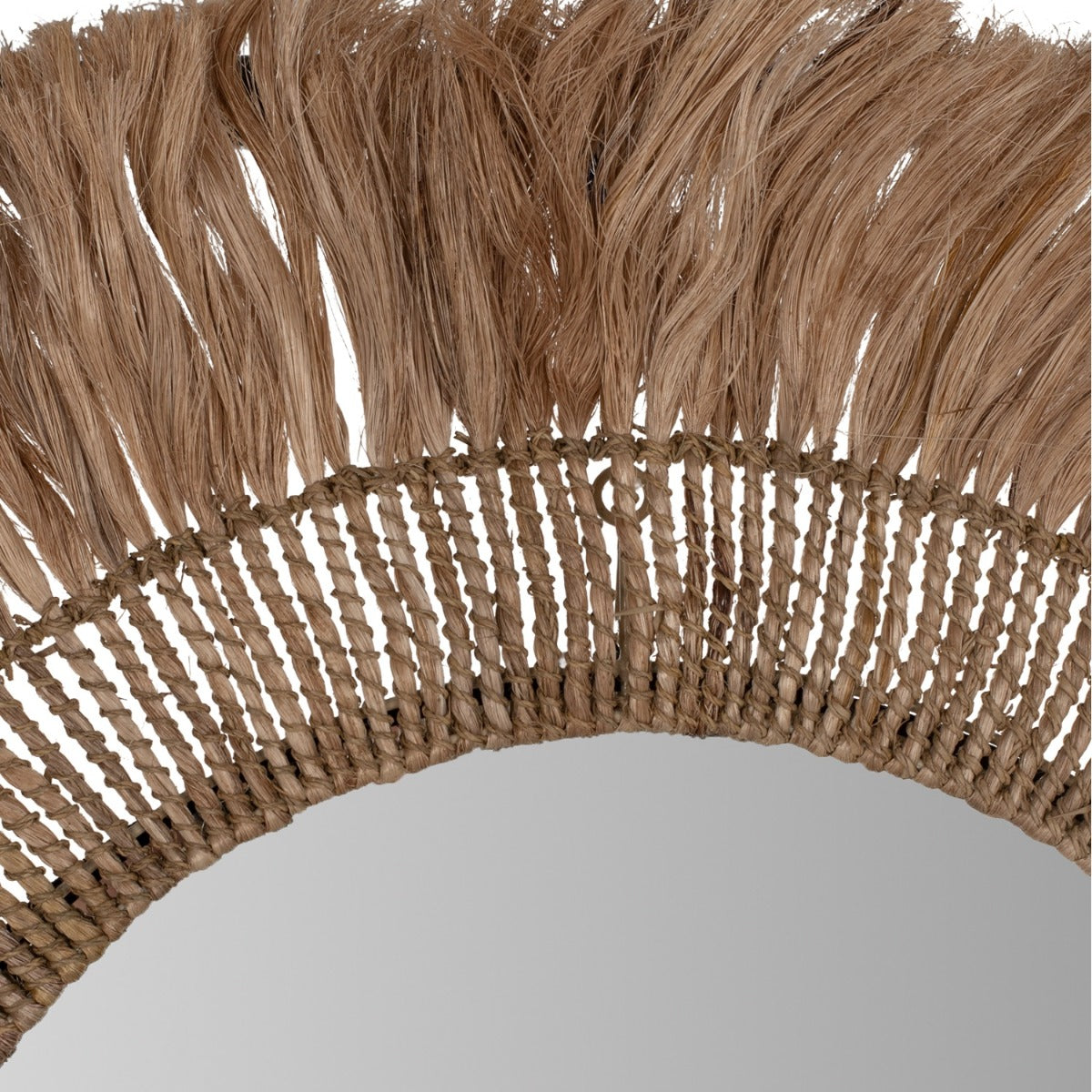Oglindă LINDIR cu ramă din fibre de abaca, diametru 90 cm