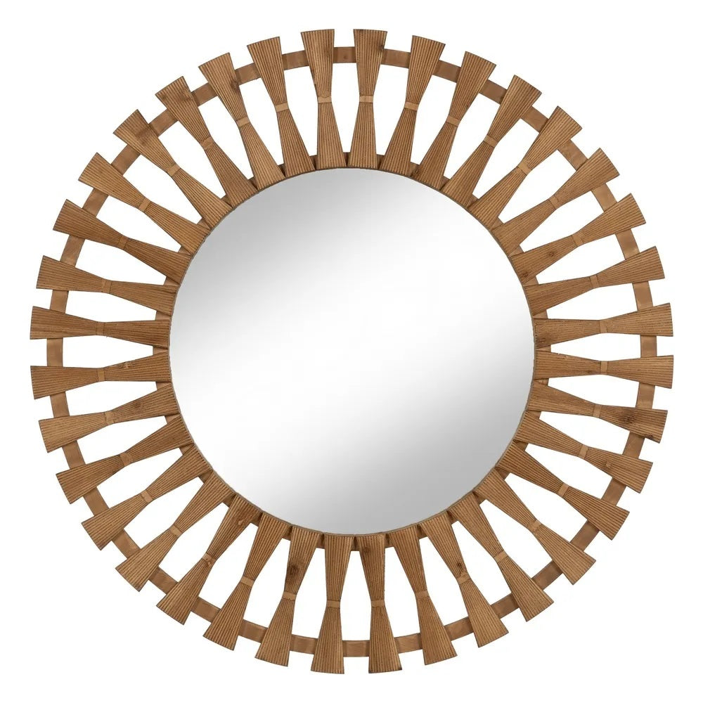 Oglindă de perete LINSTON cu ramă din lemn de brad și MDF, diametru 100 cm
