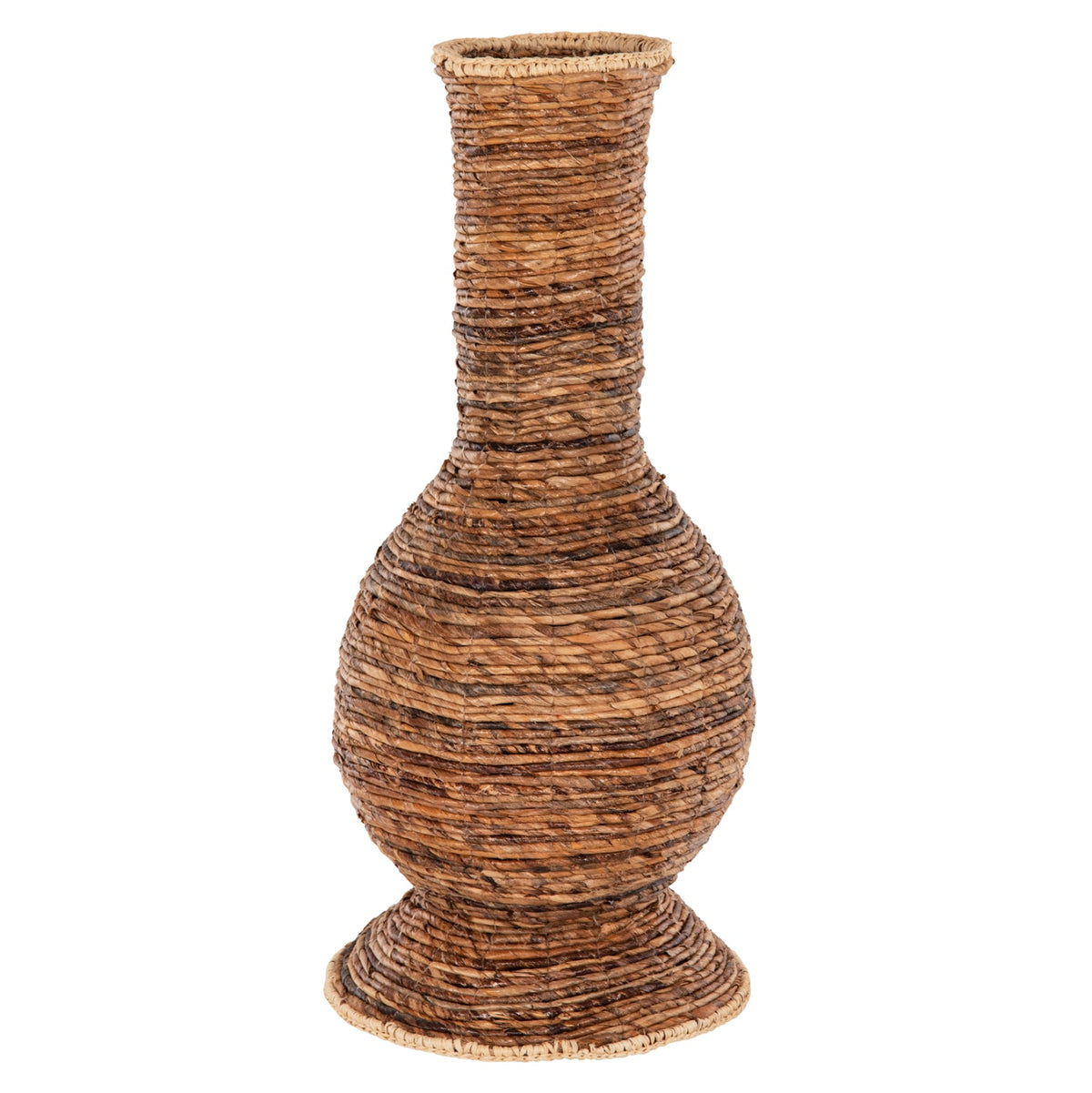 Vază decorativă MAINE FIBER din fibre de bananier, maro, 33 x 33 x 74 cm