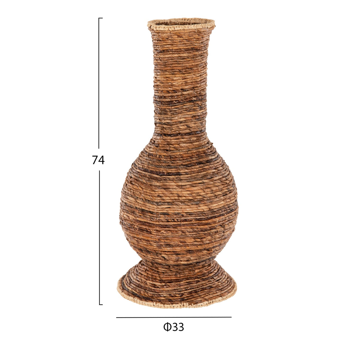 Vază decorativă MAINE FIBER din fibre de bananier, maro, 33 x 33 x 74 cm
