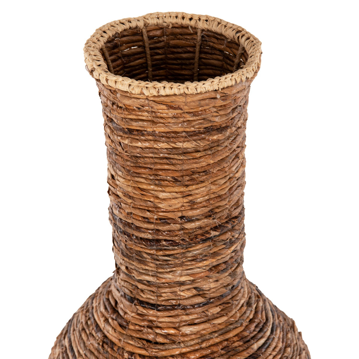 Vază decorativă MAINE FIBER din fibre de bananier, maro, 33 x 33 x 74 cm
