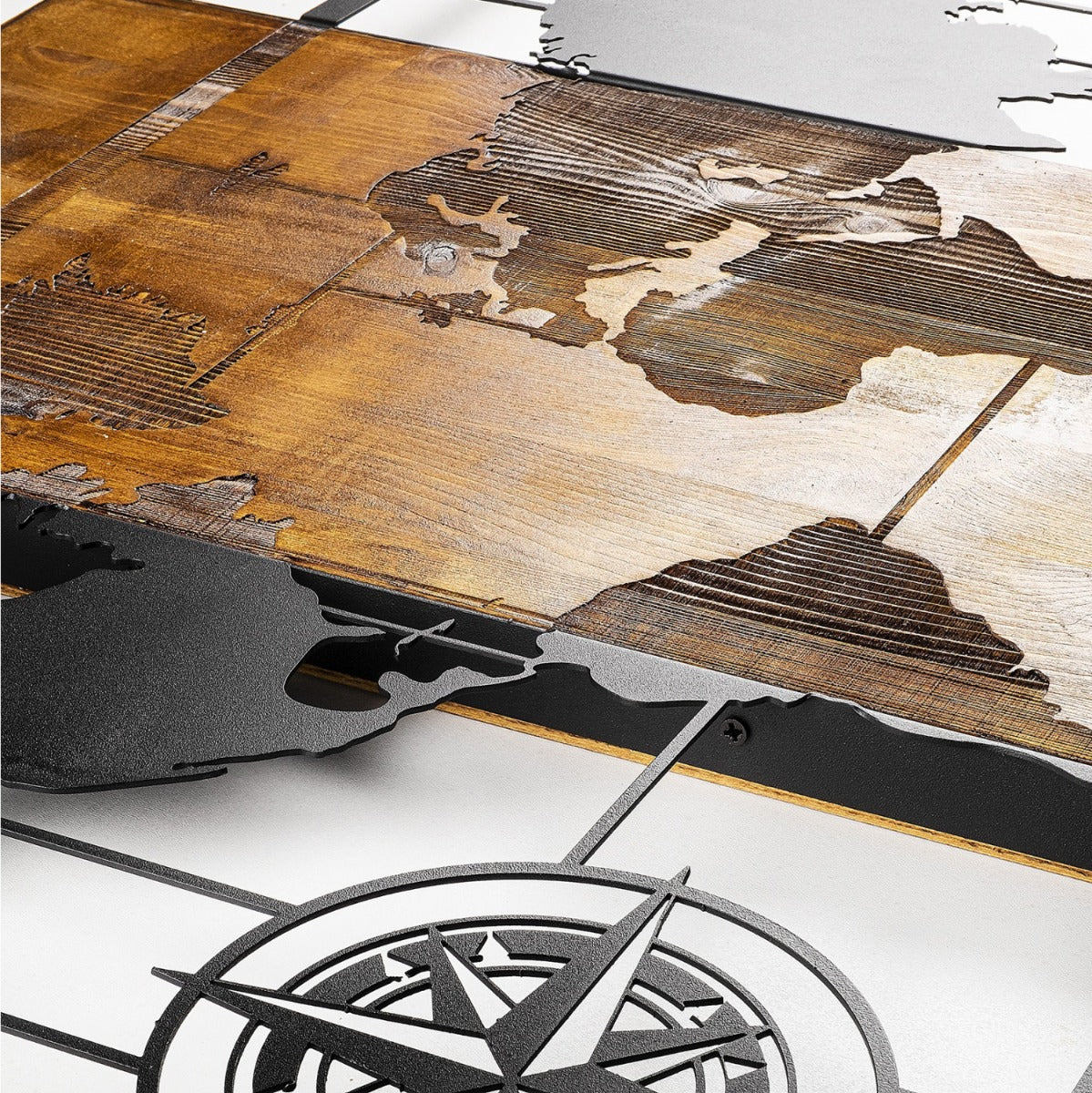 Decorațiune de perete MAPPA MUNDI din lemn, 85 x 58 cm