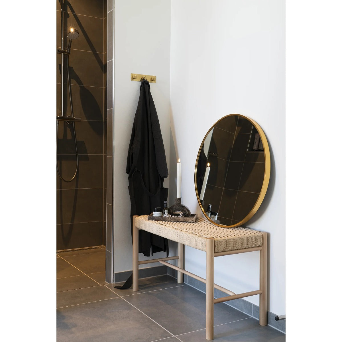 Oglindă de perete MARISA cu ramă din aluminiu, diametru 60 cm