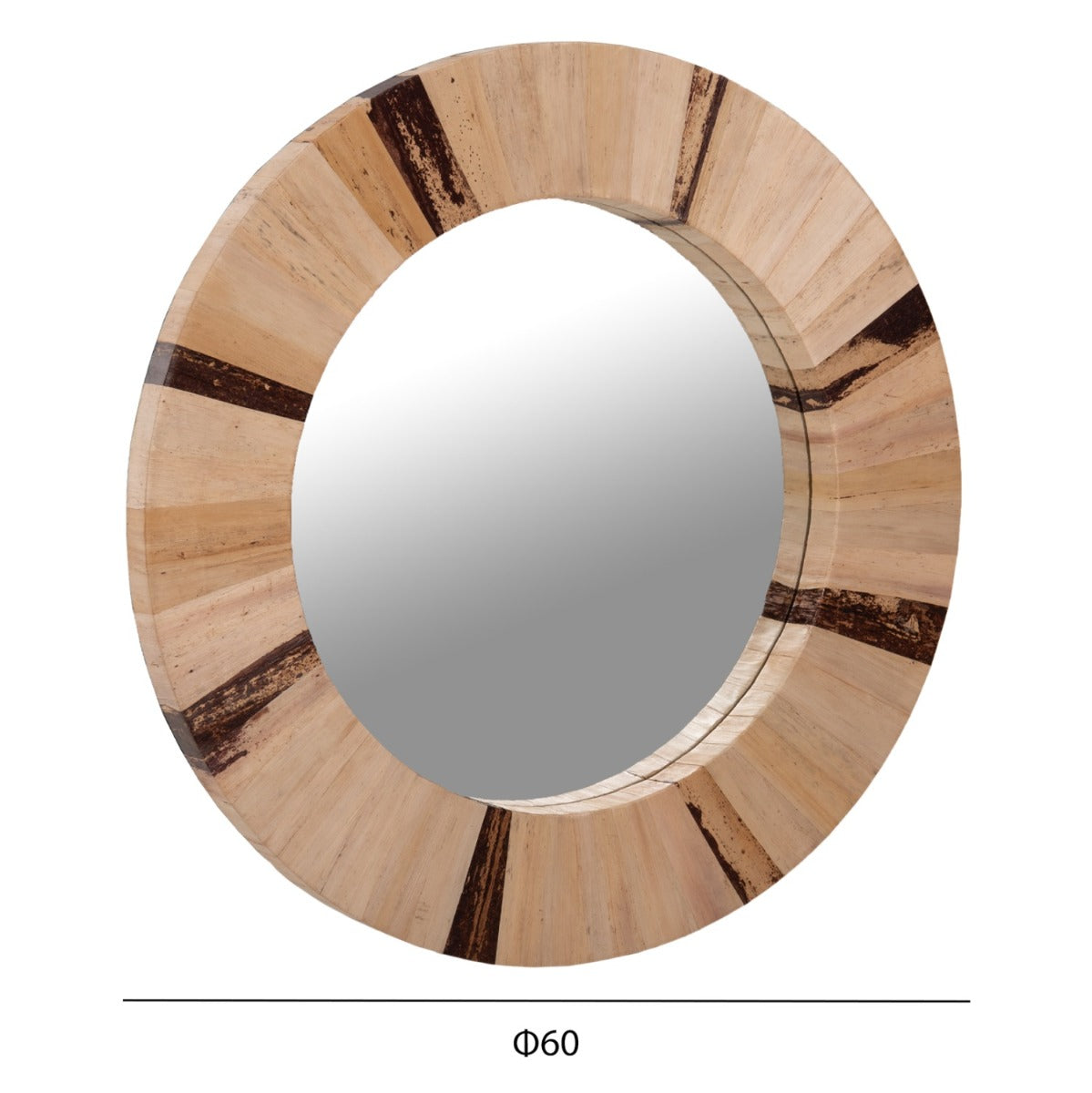 Oglindă de perete MARISTA cu cadru din fibre de palmier, diametru 60 cm