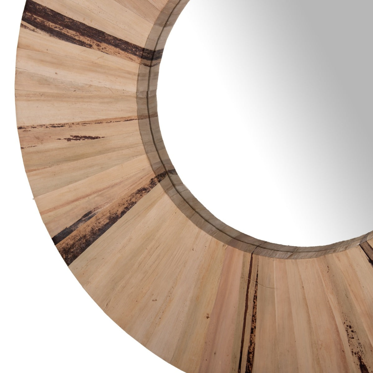 Oglindă de perete MARISTA cu cadru rotund din fibre de palmier, diametru 80 cm