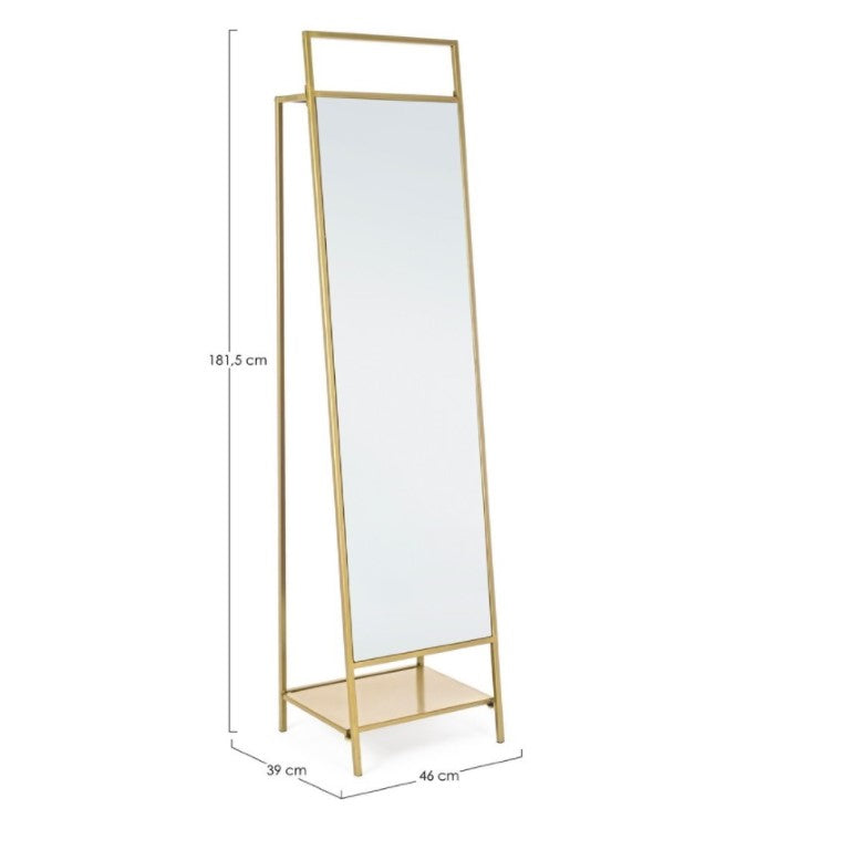 Oglindă EKBAL GOLD din metal și sticlă, 181 x 46 x 39 cm