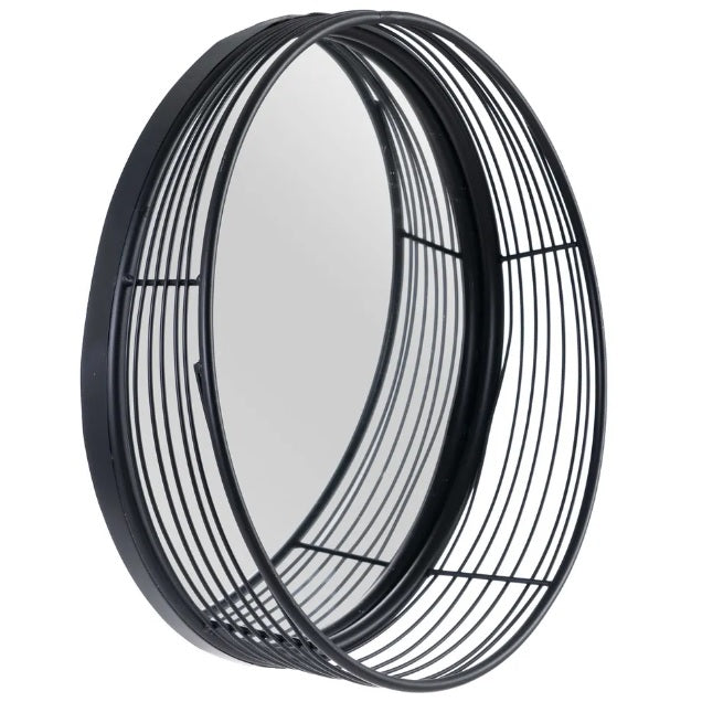 Oglindă de perete NEGRO cu ramă din metal negru mat, 41 cm