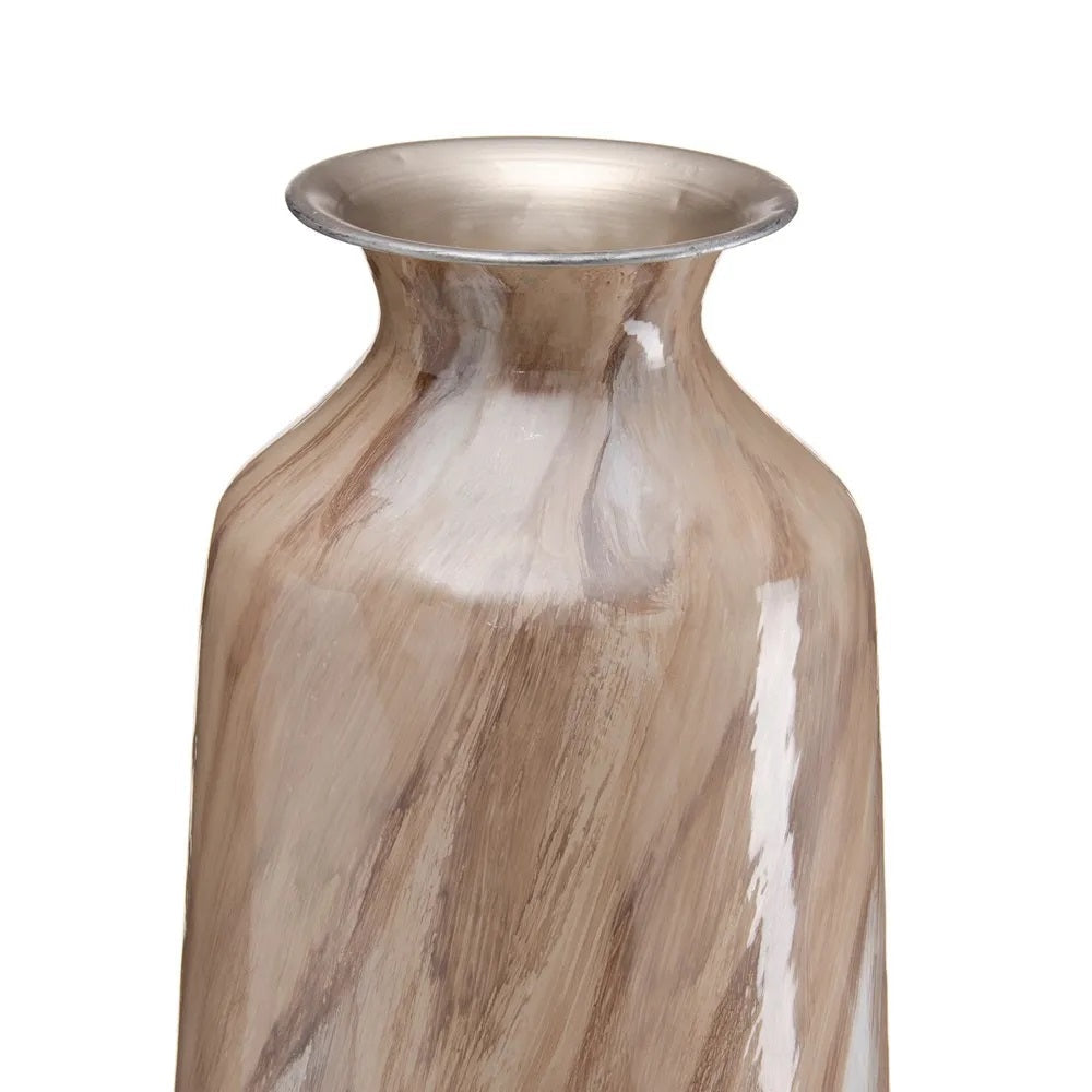 Vază decorativă OSNES din fier, culoare bej, diametru 28 cm, înălțime 84 cm