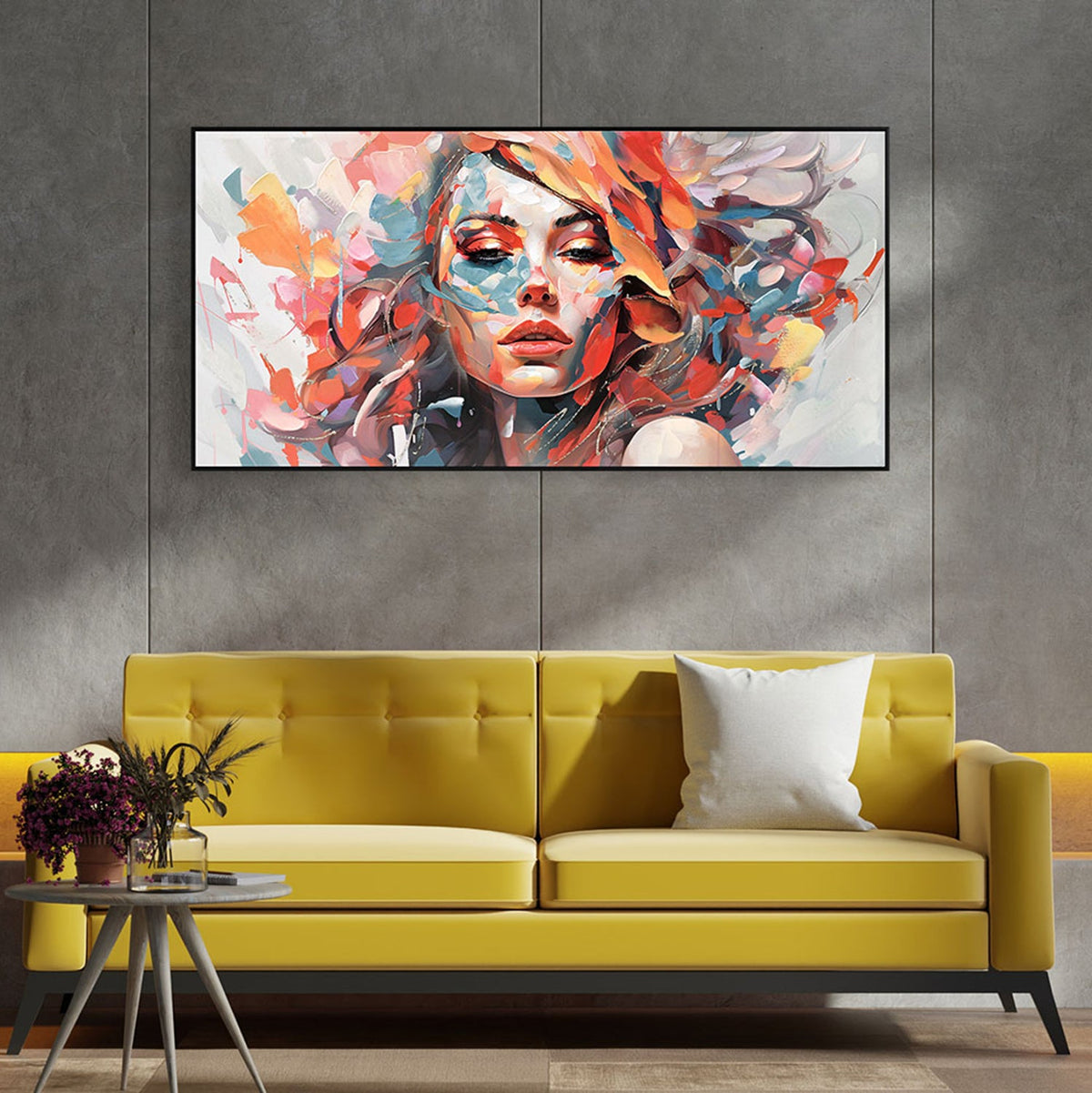 Tablou BRAVINA din pânză și PS, pictat manual 80%, 122 x 62 cm